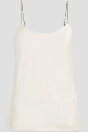 Bash Cisc chain-embellished satin top - White - 3