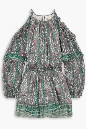 Isabel Marant Gabinia paisley-print cotton and silk-blend crepon mini dress - - FR 38