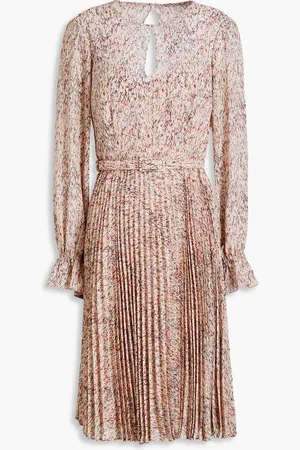 MIKAEL AGHAL Pleated printed crepe dress - Pink - US 10