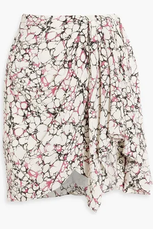 Isabel Marant Ixori draped printed silk crepe de chine mini skirt - - FR 34