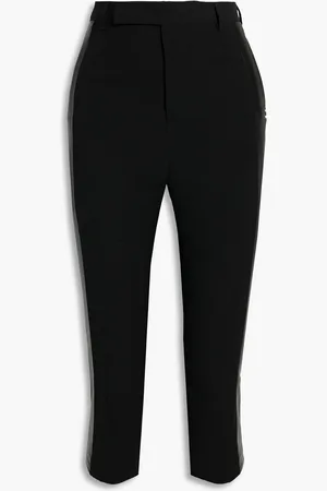 Rick Owens Cropped satin-paneled wool-blend crepe skinny pants - - IT 42