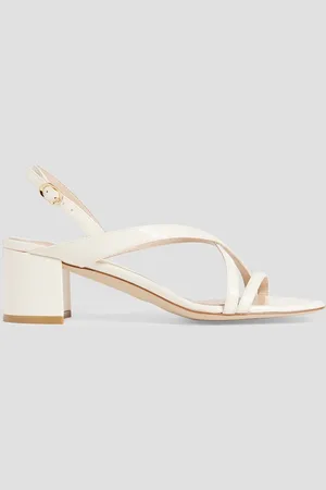 Stuart Weitzman Oasis 50 patent-leather slingback sandals - White - EU 39.5