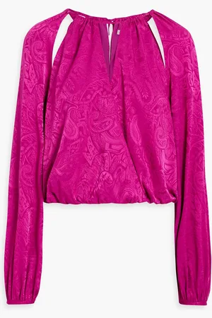 VERONICA BEARD Sionne cutout silk-blend jacquard blouse - Purple - US 4