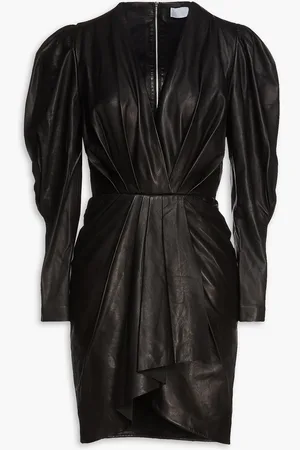 IRO Sumai wrap-effect pleated leather mini dress - - FR 34
