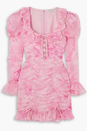 Alessandra Rich Embellished tie-dyed silk-georgette mini dress - - IT 36