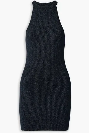 Christopher Kane Metallic ribbed-knit mini dress - Blue - XS