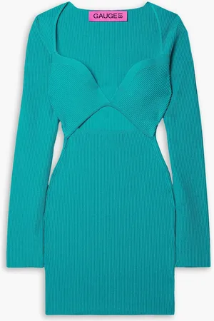 GAUGE81 Cutout ribbed-knit mini dress - Blue - S