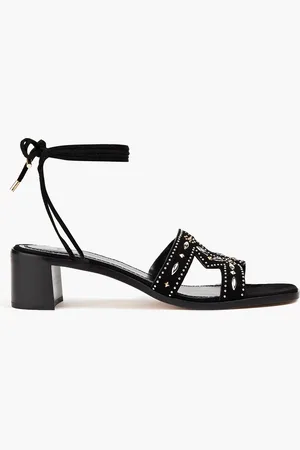 Maje Laser-cut studded suede sandals - - EU 36