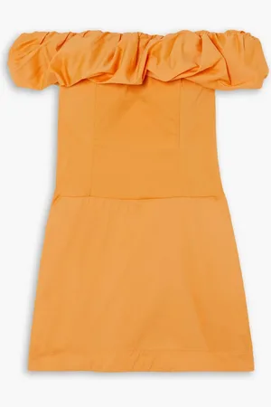 Bondi Born Madeira off-the-shoulder ruffled cotton-blend poplin mini dress - Yellow - XL