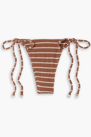 FAITHFULL THE BRAND Andrea ribbed striped low-rise bikini briefs - - UK 14
