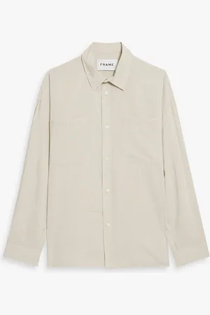 Frame Crinkled silk-blend shirt - Neutral - L