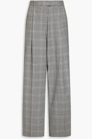 Another Tomorrow Pleated Prince of Wales checked wool-blend wide-leg pants - - IT 40