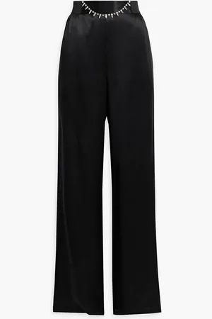 CAMI Laura crystal-embellished silk-satin wide-leg pants - - XS