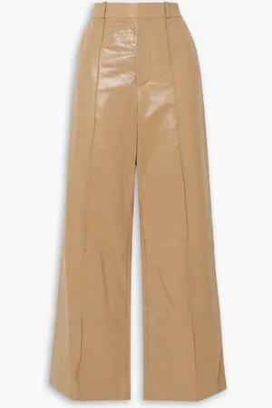 Marni Pintucked leather wide-leg pants - Neutral - IT 40