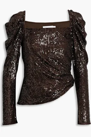 Simkhai Allura ruched sequined jersey top - Brown - US 2