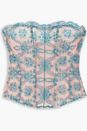 I.D. Sarrieri Tuscan Holiday embroidered tulle bustier top - - 3