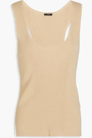 Joseph Pointelle-trimmed ribbed-knit tank - Neutral - S
