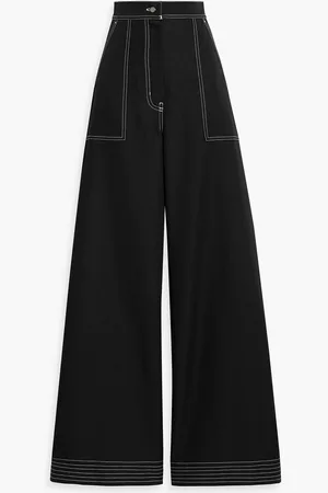 Max Mara Oboli cotton and linen-blend twill wide-leg pants - - IT 36
