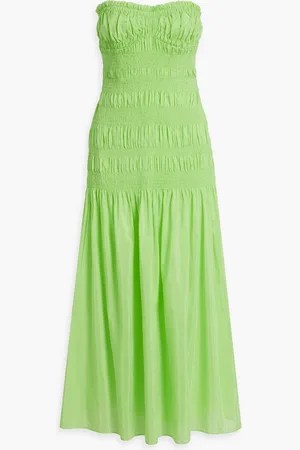 Nicholas Strapless shirred cotton and silk-blend voile maxi dress - - US 2