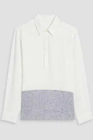 120% Lino Two-tone linen shirt - White - M