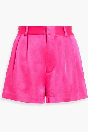 ALICE+OLIVIA Alice Olivia - Conry pleated satin-crepe shorts - Pink - US 8