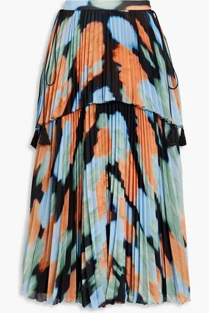 Altuzarra Printed plissé-crepe midi skirt - - FR 38