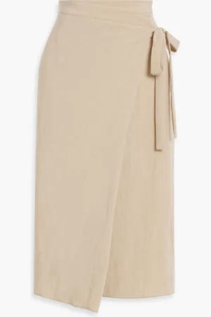 Vince Wrap-effect TENCEL™ Lyocell-blend midi skirt - - US 8