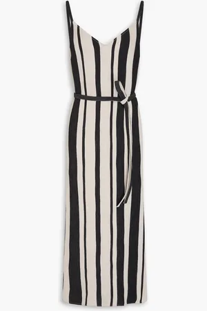 Joseph Dalou striped gauze midi dress - Neutral - FR 36