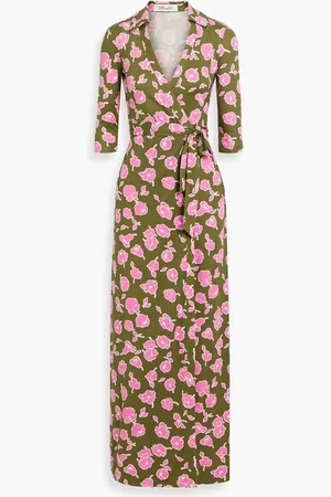 Diane von Furstenberg Abigail floral-print silk maxi wrap dress - Green - XXL