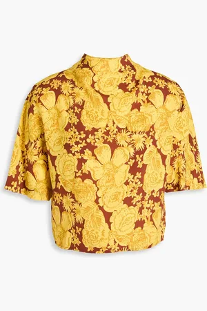 Diane von Furstenberg Olympia floral-print crepe top - Yellow - M