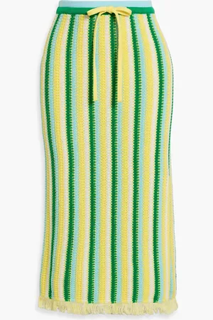 Diane von Furstenberg Paulina striped crocheted cotton midi skirt - - XL