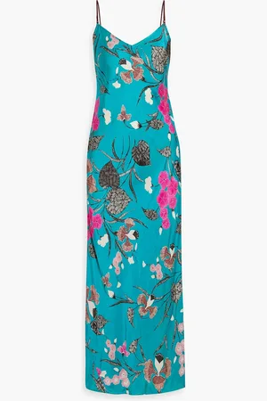 Diane von Furstenberg Balbino reversible floral-print crepe de chine maxi slip dress - Blue - XL