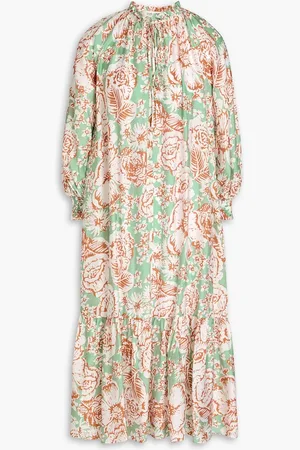 Diane von Furstenberg Fortina floral-print woven midi dress - Green - L