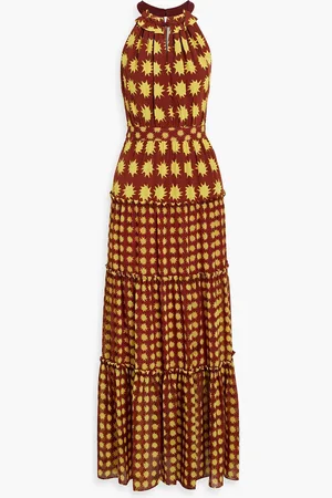 Diane von Furstenberg Jack tiered printed crepe de chine maxi dress - Red - L