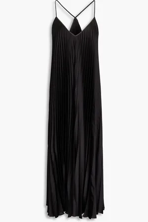 Brunello Cucinelli Bead-embellished pleated satin midi dress - - L
