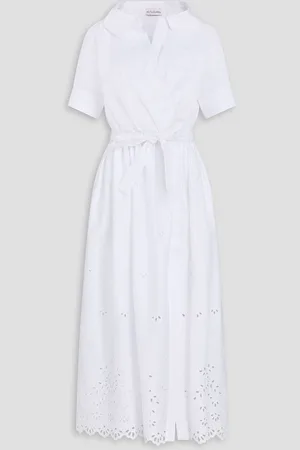 Altuzarra Wrap-effect broderie anglaise cotton-blend midi shirt dress - - FR 40