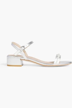 Stuart Weitzman Dancer 35 faux pearl-embellished metallic leather sandals - Metallic - EU 38