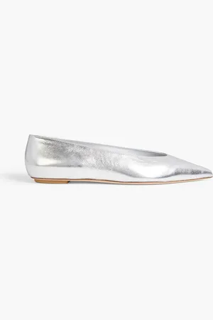 Stuart Weitzman Lina metallic leather point-toe flats - Metallic - EU 36.5