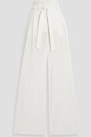 Max Mara Xero pinstriped cotton and silk-blend wide-leg pants - White - IT 40