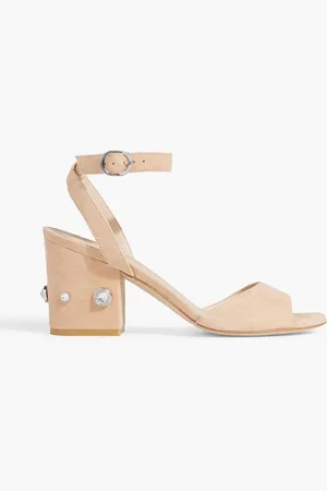 Stuart Weitzman Alshn 75 crystal-embellished suede sandals - Neutral - EU 37