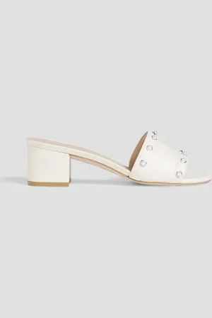 Stuart Weitzman Faux pearl-embellished leather mules - White - EU 37.5