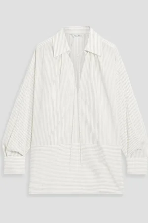 Max Mara Saletta pinstriped cotton and silk-blend blouse - White - IT 44