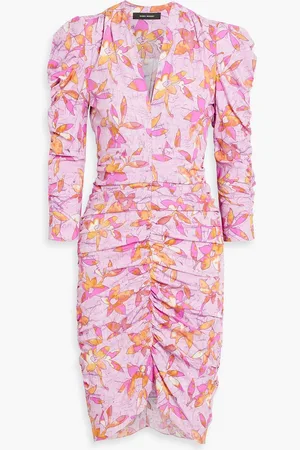 Isabel Marant Celina ruched printed crepe dress - Purple - FR 36