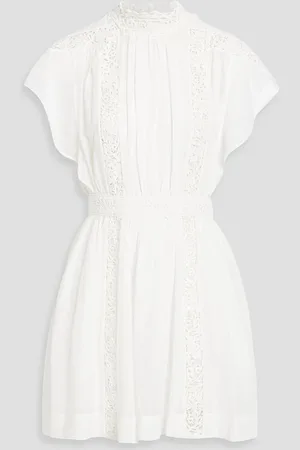 Marant Etoile Gisele guipure lace-trimmed cotton-blend voile mini dress - - FR 40