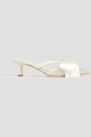 Jimmy Choo Flaca Mule 50 bow-detailed satin and mesh mules - White - EU 41