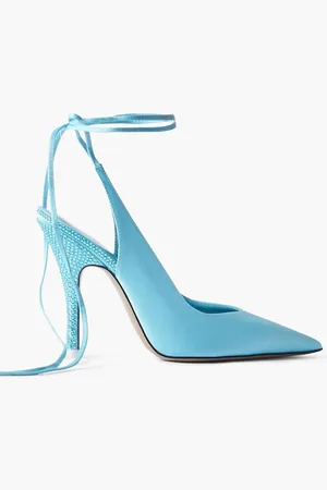 The Attico Venus crystal-embellished satin pumps - Blue - EU 40.5