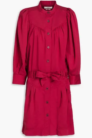Marant Etoile Samira belted Lyocell-blend twill mini dress - Red - FR 38