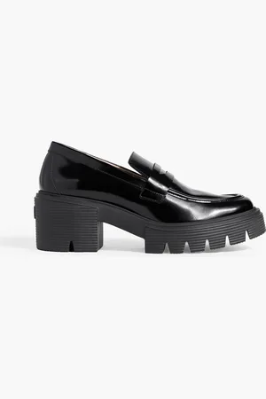 Stuart Weitzman Soho glossed-leather platform loafers - - EU 37.5