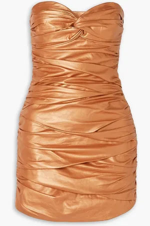 Zeynep Arcay Strapless ruched metallic leather mini dress - Metallic - US 2
