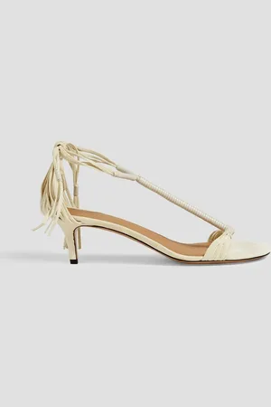 Isabel Marant Aatos fringed suede slingback sandals - White - EU 41